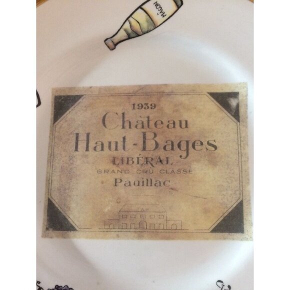 Rosanna 8" Plates Wine Chateau Haul-Bages & Lafaurie-Peyraguey Set Of‎ 2 Italy - Picture 3 of 10